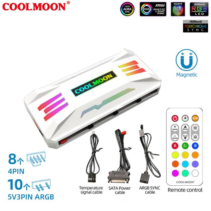 Gambar coolmoon Remote hub kontroler ARGB PWM FAN syncron controler remote - Putih, remote hub dari Daftar Harga Komputer undefined Tokopedia