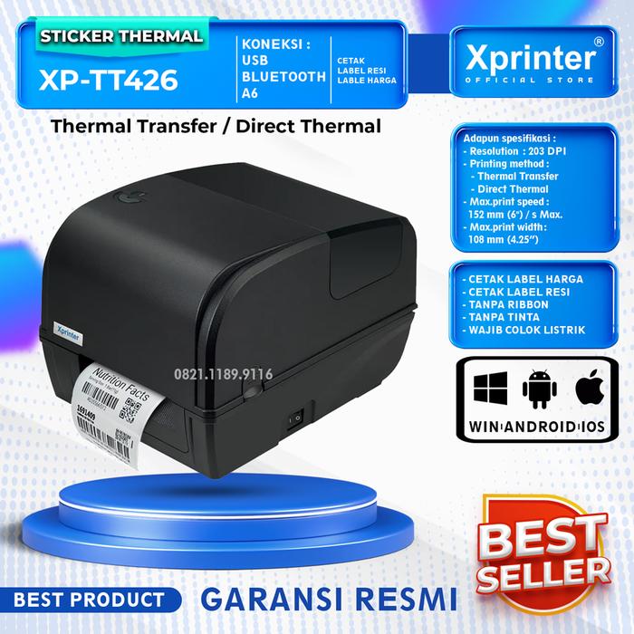 Gambar Xprinter XP-TT426B Printer Label Thermal Transfer & Direct BLUETOOTH dari Xprinter Store undefined Tokopedia