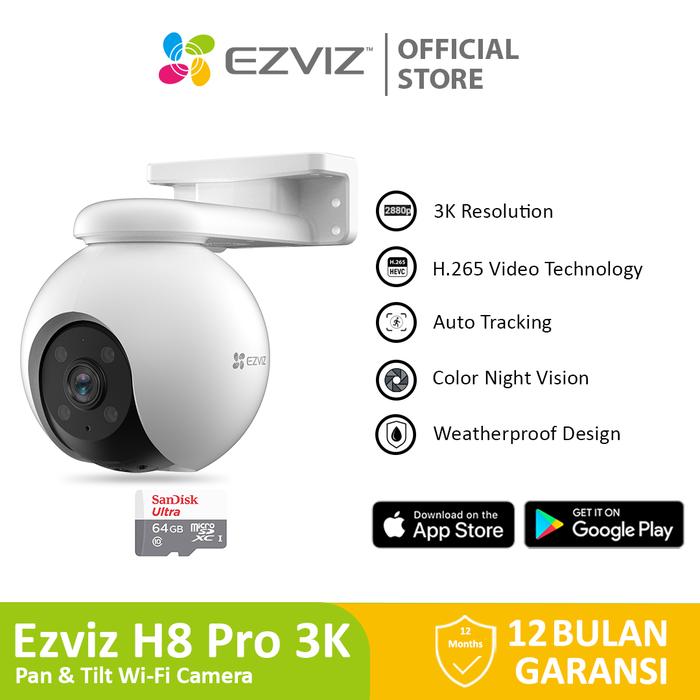 Gambar Ezviz H8 Pro 5MP IP Cam Outdoor CCTV w/ Sandisk SD Card 64/128/256GB - 64GB dari Ezviz Official Store undefined Tokopedia
