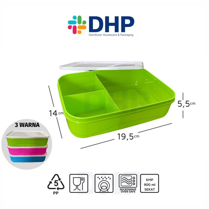 Gambar Kotak Makan PALUGADA - Lunch box Sekat Plastik Tempat Bekal Anak Food - KMP 900 sekat dari DHP undefined Tokopedia