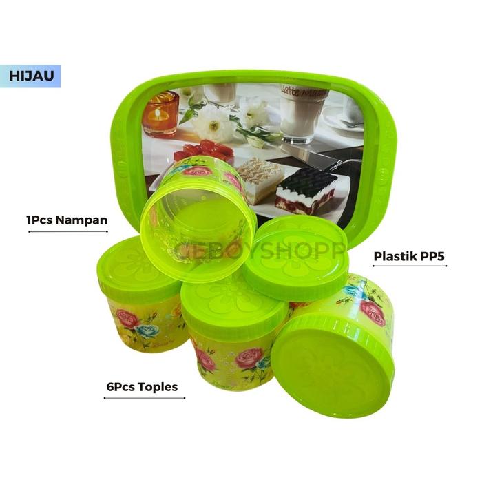 Gambar Toples Plastik Set / Tempat Penyimpanan Plastik / Toples Nampan 1815 [TPAN1815] - Hijau, 1 Set dari Geboyshopp_NEW undefined Tokopedia