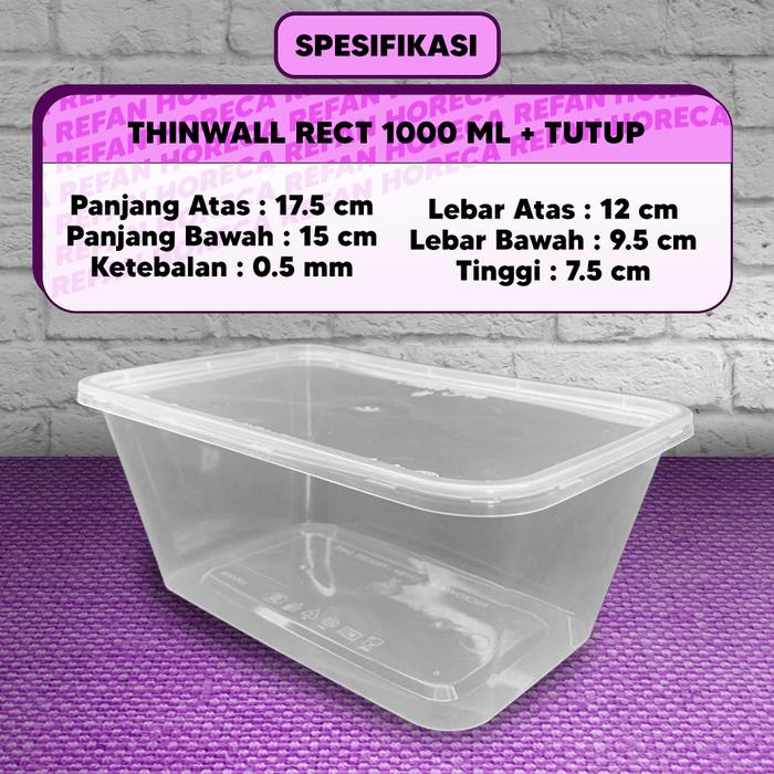 Gambar Thinwall Persegi Panjang / Kotak Makan Plastik Semua Ukuran isi 25 pcs - 1000ml dari REFAN Horeca undefined Tokopedia
