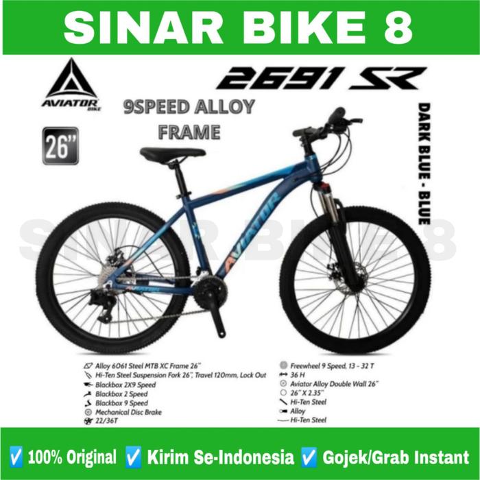 Gambar Sepeda Gunung MTB AVIATOR 2691 SR 26 Inch 27 Speed Alloy Rem Cakram - Drak Blue dari Toko Sepeda Sinar Bike 8 undefined Tokopedia