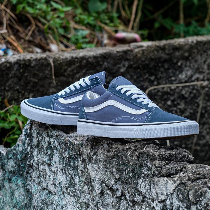 Promo Vans Old Skool Classic Blue Mirage True White BNIB MURAH