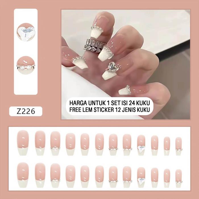 Gambar Kuku palsu  panjang nail art motif  unik cantik elegan fake nail 3d - 3D diamond love dari numbertwo ID undefined Tokopedia