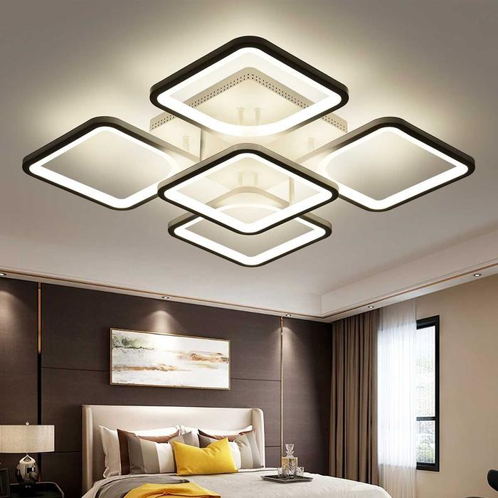 Gambar Lampu LED Plafon Plafond 5 Kotak Square Modern Ceiling Lamp Remote - Hitam dari Glotima undefined Tokopedia