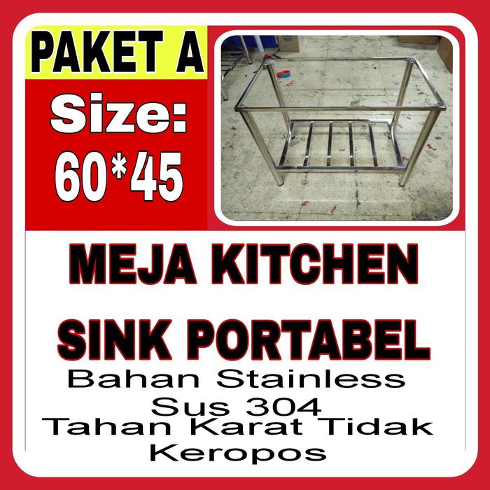 Gambar Kitchen Sink Portable 6045 Stainless Sus 304 Paket Lengkap Bak Cuci Piring Satu Lubang Wastafel Kran Air - PAKET A dari IPX.STORE undefined Tokopedia