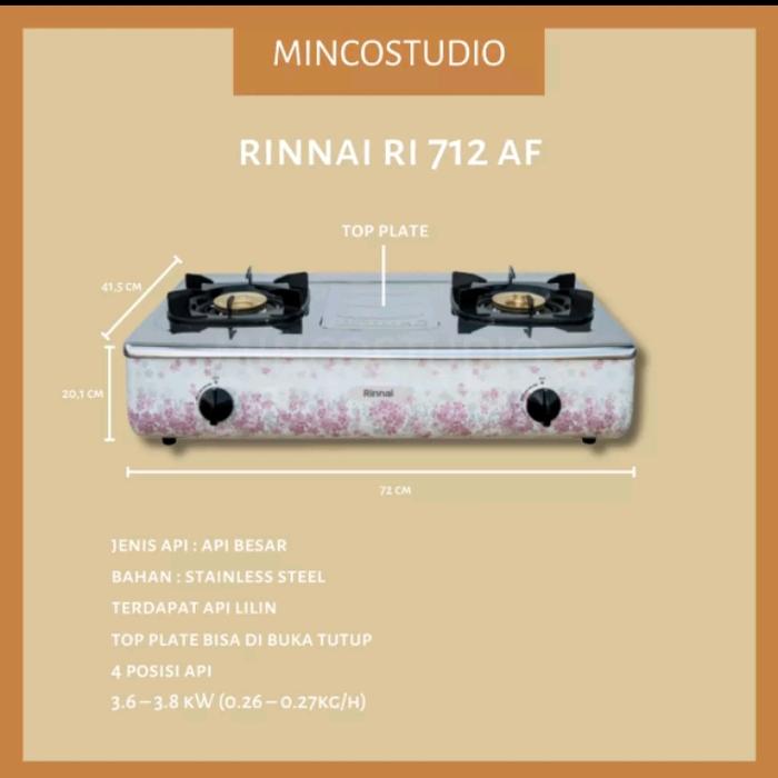 Jual Kompor Gas jumbo Motif Rinnai 2 tungku 712 Af - Kota Palembang -  Mincostudios | Tokopedia