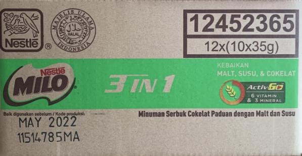 Gambar Milo 3 in 1 - Dus (35 g x 10 x 12) dari Toko San Jaya BSD undefined Tokopedia