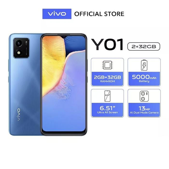 Gambar HP VIVO Y01 2/32 GB - VIVO Y 01 RAM 2GB INTERNAL 32GB GARANSI RESMI - Blue dari Cahaya Store Cell undefined Tokopedia