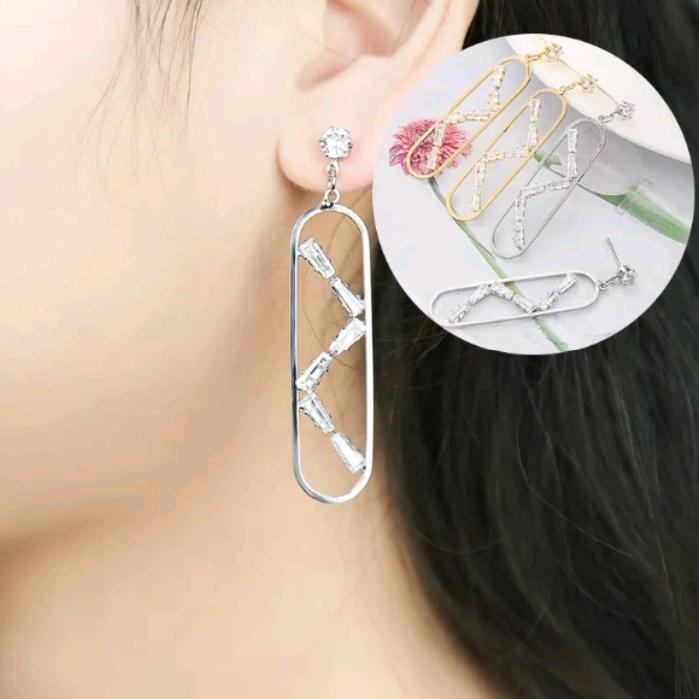 Gambar Anting Anting Perak Berlapis Tembaga Mewah Geometris dari BatrisyiaHerbalOfficialShop undefined Tokopedia