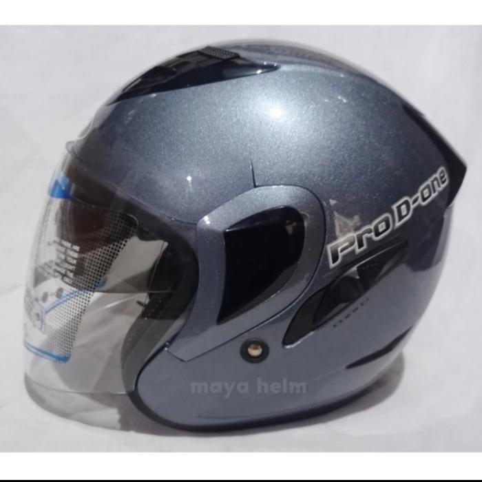 Gambar MDS HELM PRO D ONE SOLID BLACK MATT SILVER DOFT DOUBLE VISOR - GRAPHIT MET, M dari jodoh Helmet undefined Tokopedia
