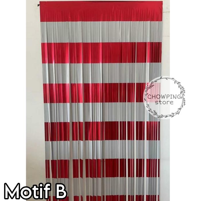 Gambar Tirai Rumbai Foil Curtain Backdrop Merah Putih HUT RI - Motif B dari Chowping Store undefined Tokopedia