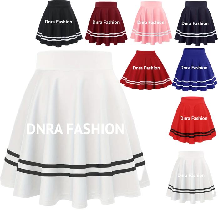 Gambar rok pendek wanita list putih terbaru rok pendek wanita rok pendek - Putih, M dari DnRA Fashion undefined Tokopedia