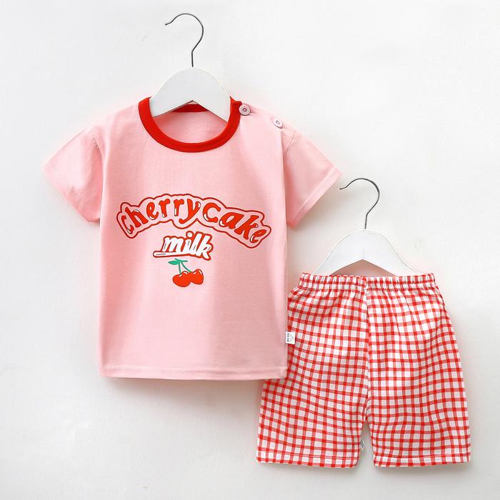 Gambar Setelan Bayi Baju Anak Oblong Lengan Pendek Set Celana Kaos Import - Cherry Pink, 73 dari Wakakids undefined Tokopedia