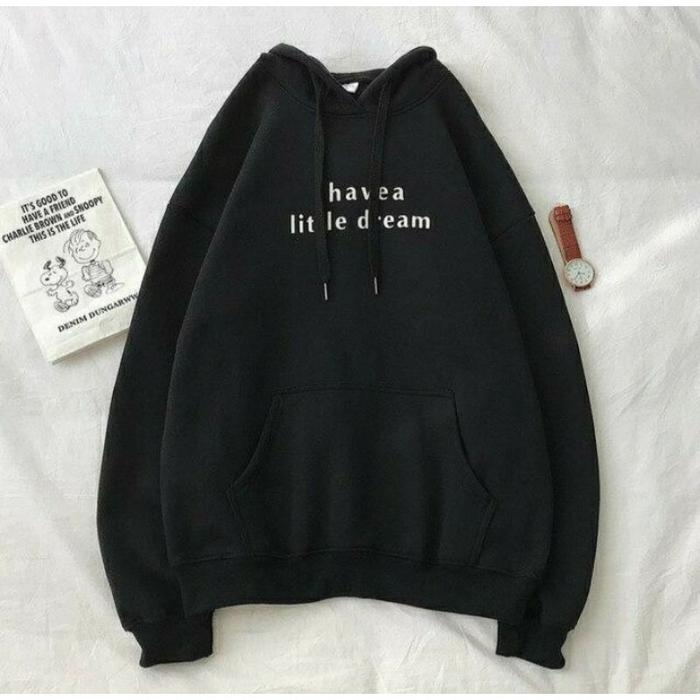 Gambar Baju Sweater Hoodie Little Dream Atasan Hudi Jumper lengan panjang - Hitam, L dari Perdana Jaya Makmur.1 undefined 4 Tokopedia