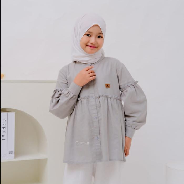 Gambar Kemeja Anak Perempuan Lengan Panjang Ruffle Balita, Anak dan Remaja - Abu-abu, 4 dari Anvinia.id undefined Tokopedia