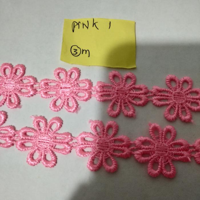 Gambar renda bunga bordir meteran - pink 1 dari Busana Rose undefined Tokopedia