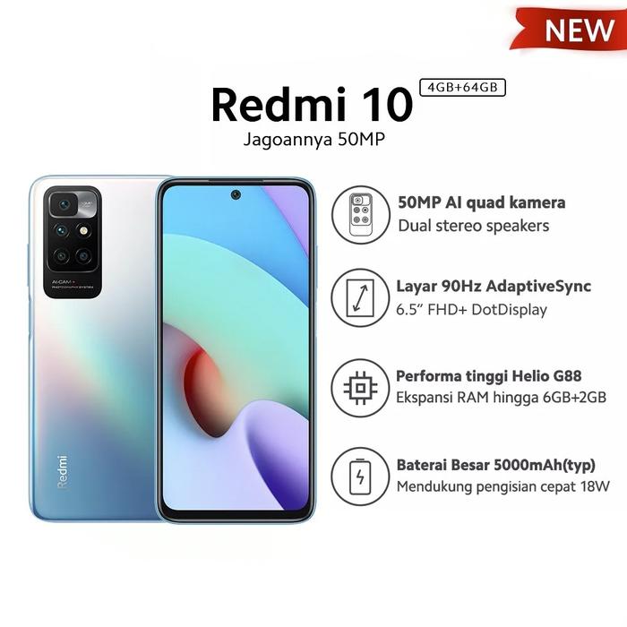 Gambar HP XIAOMI REDMI 10 4/64 GB - REDMI 10 RAM 4GB INTERNAL 64GB GRS RESMI - Carbon Grey dari Cahaya Store Cell undefined 3 Tokopedia
