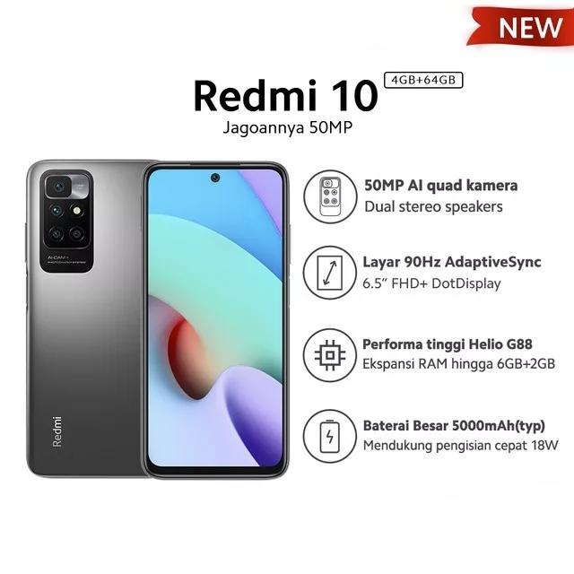 Gambar HP XIAOMI REDMI 10 4/64 GB - REDMI 10 RAM 4GB INTERNAL 64GB GRS RESMI - Carbon Grey dari Cahaya Store Cell undefined 2 Tokopedia