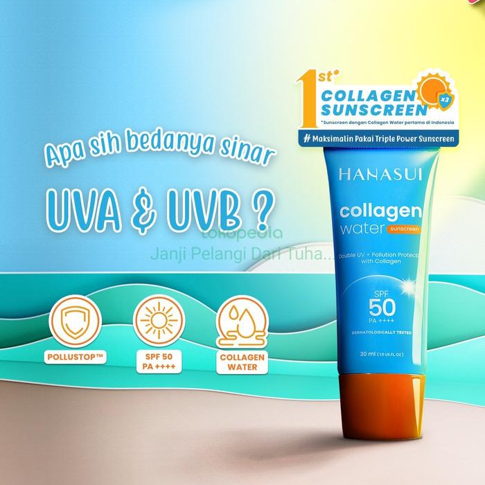 Gambar Sun Protection SPF 50 PA++++ Hanasui Collagen Water Sunscreen SPF50 - 06/2026-11/2026 dari Janji Pelangi Dari Tuhan Kita undefined Tokopedia