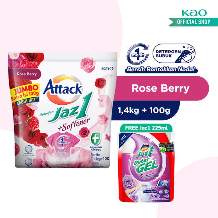 Gambar Attack Jaz1 Rose Berry 1.4kg + Gift - Deterjen Bubuk + Softener Baju dari KAO Indonesia undefined Tokopedia
