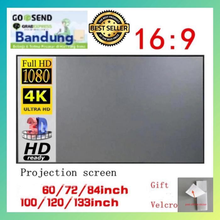 Gambar Layar Projector TaffSTUDIO Kain Layar Proyektor Anti-light Ambient - 100 Inch dari Sandi Media undefined Tokopedia