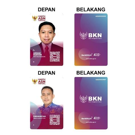 Jual Cetak ID Card ASN (Aparatur Sipil Negara) Bahan PVC - Dua Sisi ...
