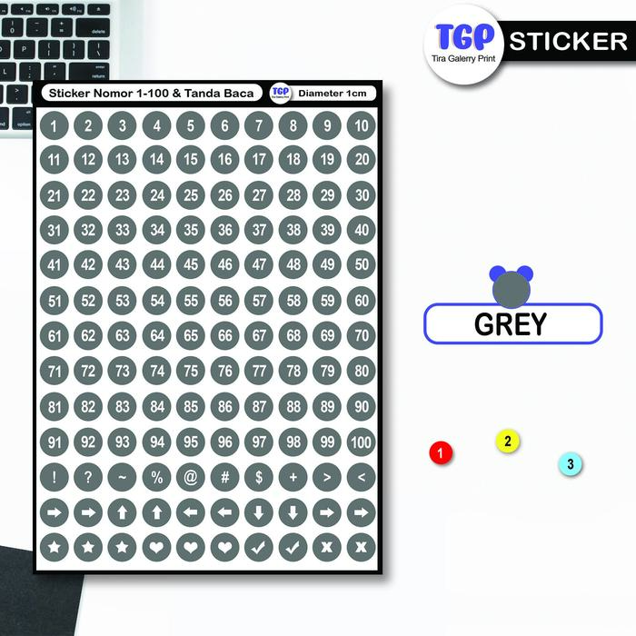 Gambar Sticker Nomor 1-100, Label Angka Diameter 1cm Bulat, Bisa Custom - Grey, Cromo dari Tira Gallery Print undefined Tokopedia