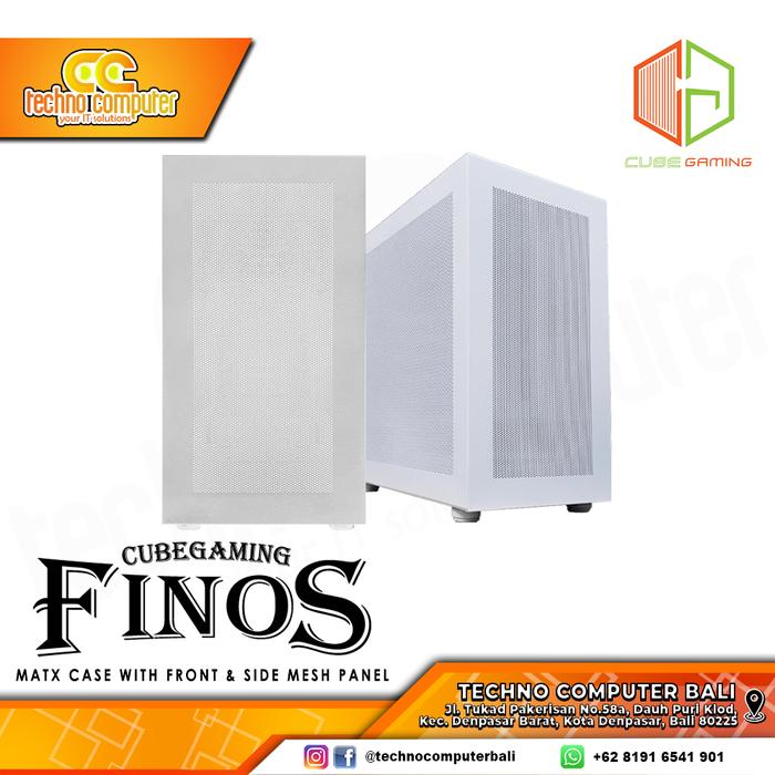 Gambar CASING CUBE GAMING FINOS - Mid Tower mATX Case Mesh - Putih dari Techno Computer Bali undefined Tokopedia