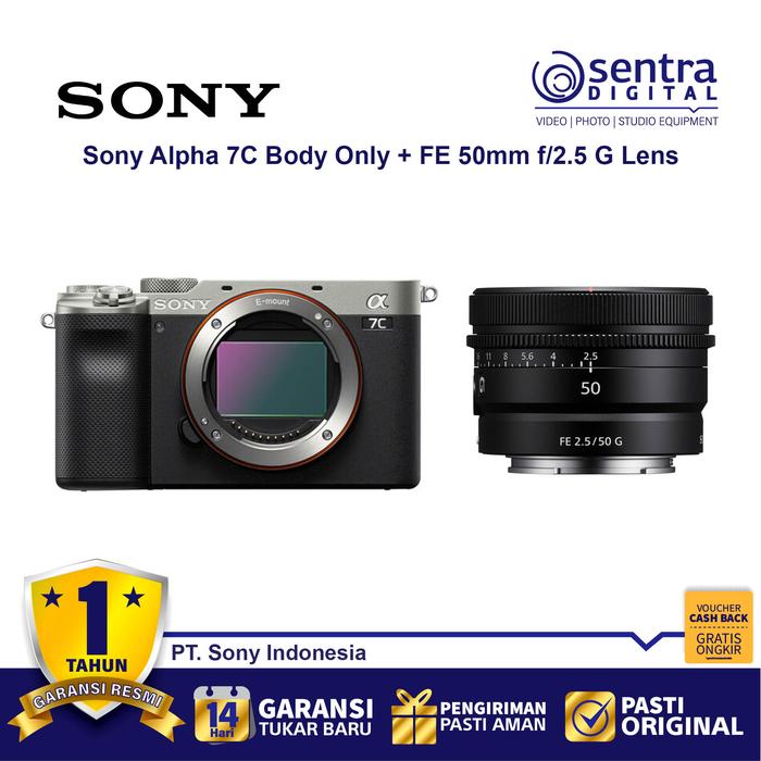Gambar Sony Alpha A7C Sony A7C Sony A 7C Sony A7 C Body Only GARANSI RESMI - Silver+50mmf25G dari Sentra Digital undefined Tokopedia