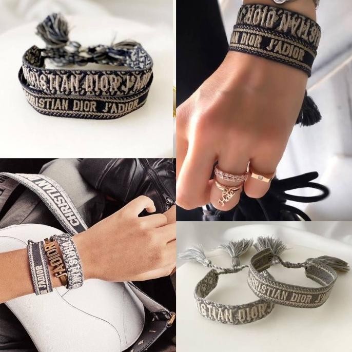 Dior Friendship Bracelet In Signature Oblique Navy Blue Oblique Grey