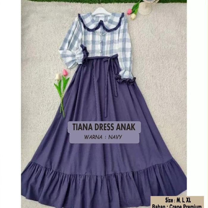Gambar Dress Anak Tatiana / Gamis Anak / Dress Anak Muslimah - Navy, XL dari DuaHiji_Store undefined Tokopedia