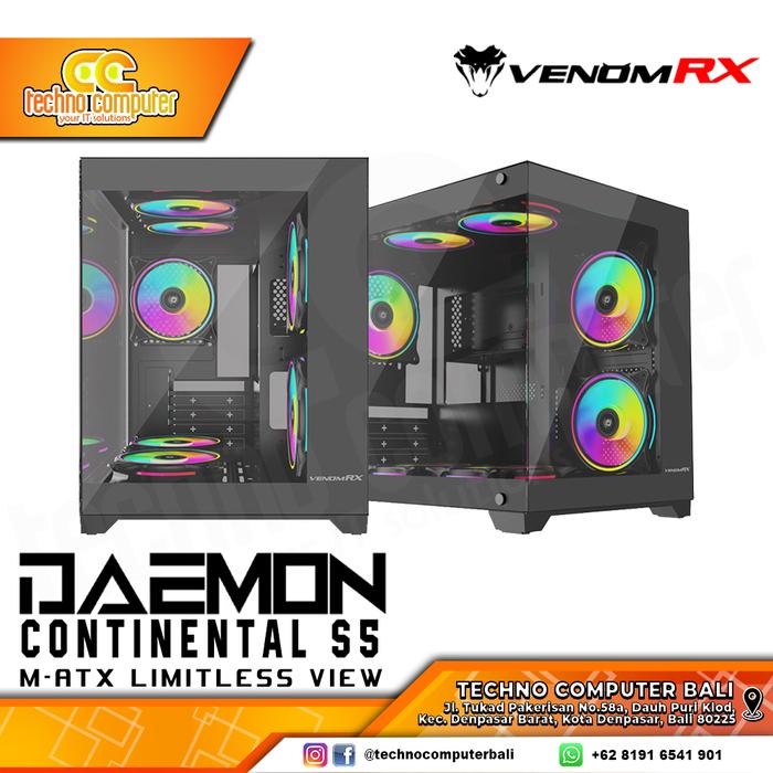 Gambar CASING VENOMRX DAEMON CONTINENTAL S5 - Mid Tower mATX Tempered Case - Hitam dari Techno Computer Bali undefined Tokopedia
