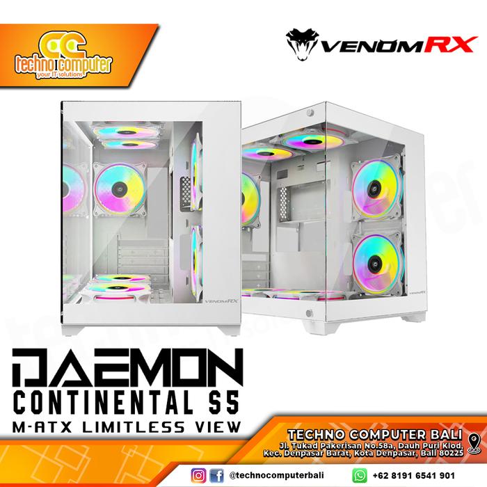 Gambar CASING VENOMRX DAEMON CONTINENTAL S5 - Mid Tower mATX Tempered Case - Putih dari Techno Computer Bali undefined Tokopedia
