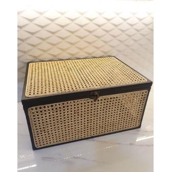 Gambar Kotak Penyimpanan /Storage big Box Tutup Anyaman Rotan Webbing Premium - Hitam dari Timandco undefined Tokopedia