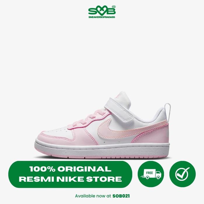 Jual Sepatu Sneakers Nike Kids Court Borough Low White/Pink