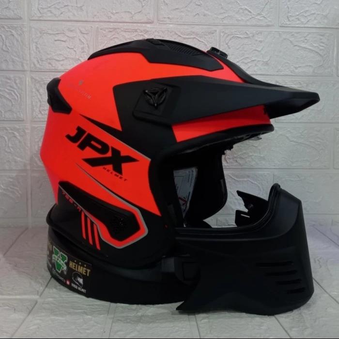 Gambar HELM JPX MX 726 fluorecent red fluo Doff - FLORECEN RD DOF, M dari jodoh Helmet undefined Tokopedia