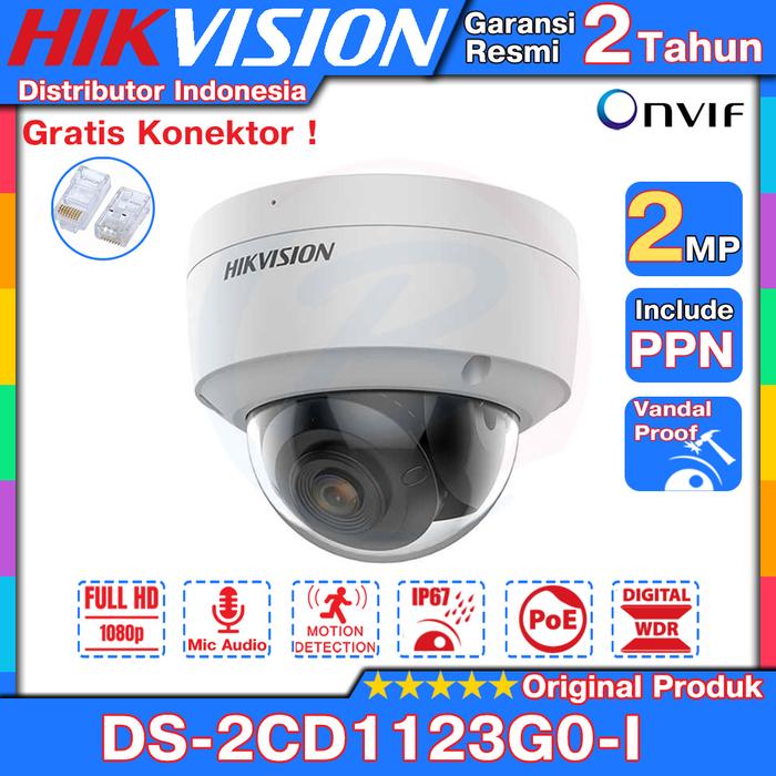 Gambar Ipcam Hikvision DS-2CD1123G0-IUF Dome 2mp Audio Poe & Onvif Original - Non Mic Audio dari BASIC CCTV undefined Tokopedia