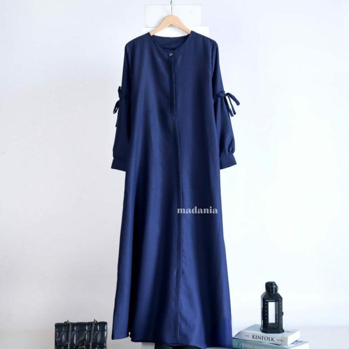 Gambar gamis abaya modern katun madinah premium syari kancing depan (Madania) - Navy, L dari Anaura Fashion Muslim undefined Tokopedia