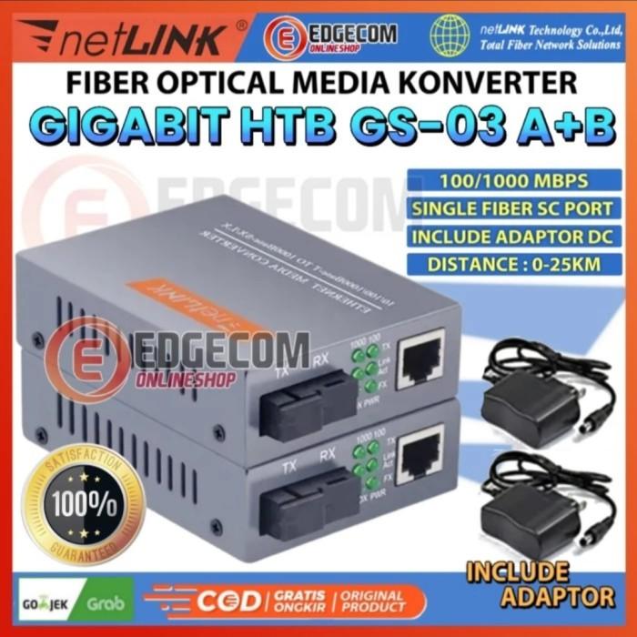 Gambar Media Konverter Gigabit 4 FO 2 LAN 1000M Fiber Optic FO SC Converter - HTB GS-03 A+B dari Edgecom undefined Tokopedia