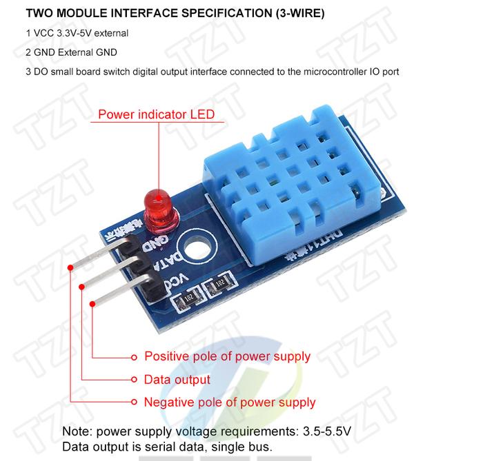 Gambar Sensor Suhu dan Kelembapan Udara DHT 11 21 22 DHT11 DHT22 DHT21 Module - DHT11 Module dari Pi Toserba undefined Tokopedia