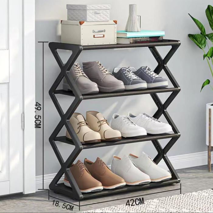 Gambar Rak Sepatu Susun Plastik Tempat Sepatu Sandal Rak Sepatu Minimalis - Hitam dari Interior House Concept undefined Tokopedia