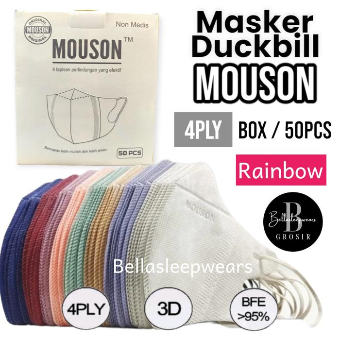 Gambar DB MOUSON RAINBOW MIX 4PLY DUCKBILL EMBOS GARIS - MASKER DUCKBILL MIX - DB 4P MOU MIX50 dari BELLASLEEPWEARS undefined Tokopedia