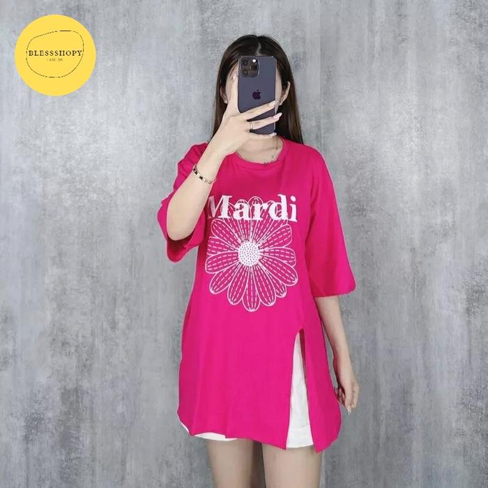 Gambar kaos oversized MI - fuschia dari Blessshopy undefined Tokopedia