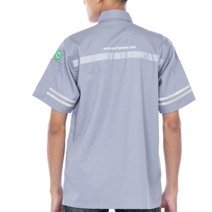 Gambar Seragam SPBU pertamina lengan pendek pria/kemeja proyek pertamina - Abu-abu, S dari T STOREID undefined Tokopedia