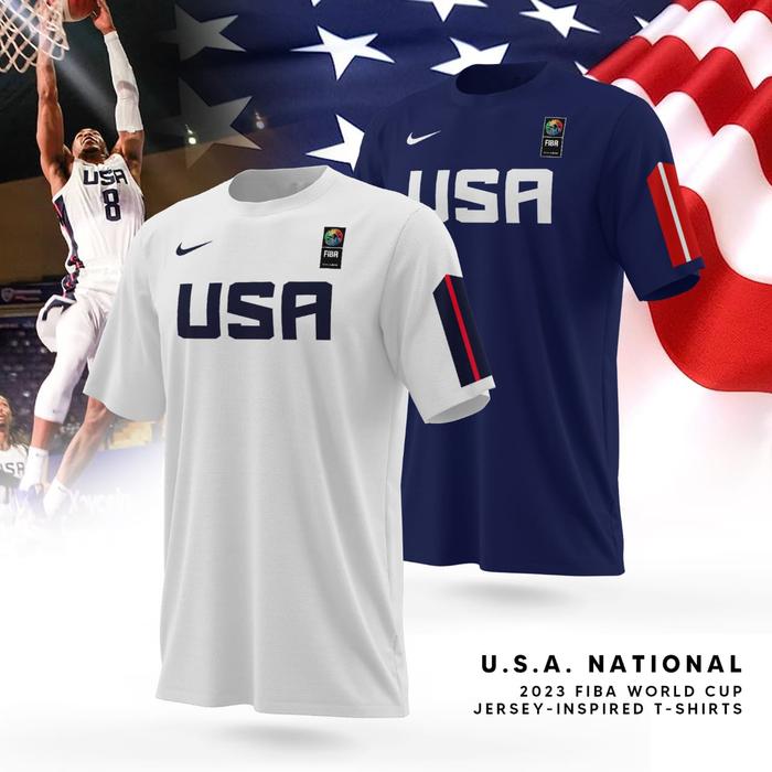 TSHIRT BASKET KAOS NBA FIBA WORLD CUP 2023 USA BASKETBALL Biru, S