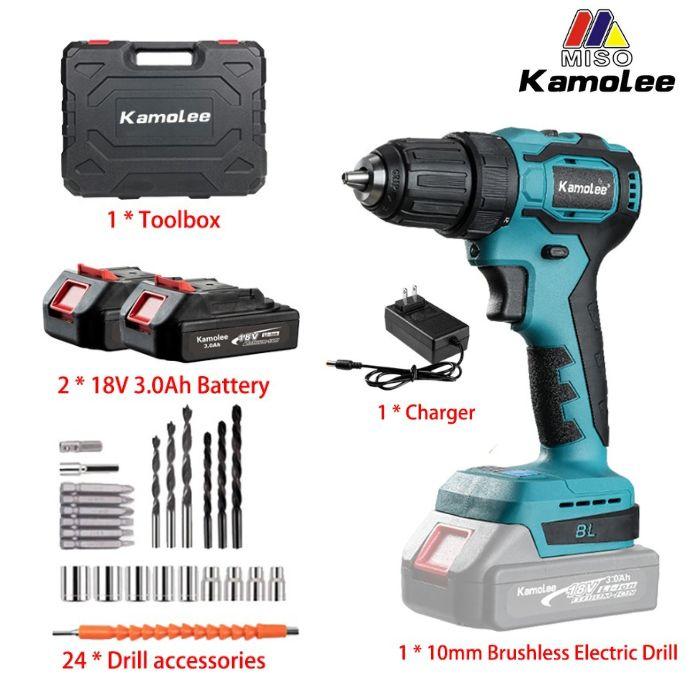 Gambar Kamolee  Mesin Bor Baterai Cordless Bor Listrik Bor Cas - Electric Impact Drill Kamolee Terbaru - Mesin Bor 2 Baterai Lengkap Dengan Aksesoris - 10mm Brusls2bat dari Great Alat listrik undefined Tokopedia