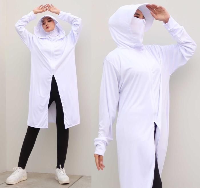 Gambar Hitjab - Sun Protection Long Jacket Climacool Jaket OlahragaSport 8991 - SP Long White dari Hitjab undefined Tokopedia