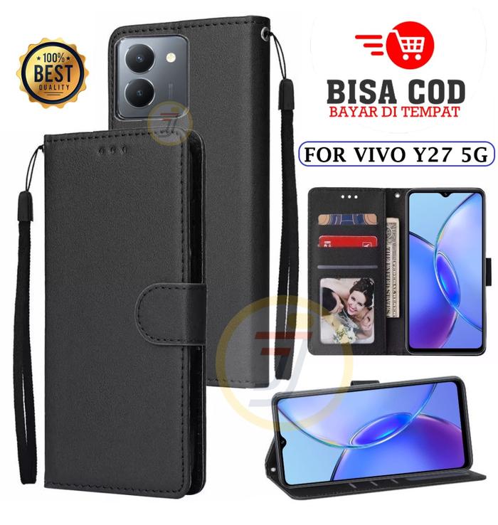 Gambar Flip Case Dompet Vivo Y27 5G Case Wallet Kulit Casing Dompet Premium - Hitam dari Java Acc Store undefined Tokopedia